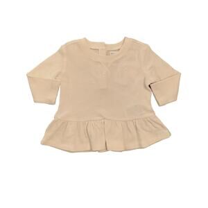 NWT! Ralph Lauren Long Sleeve Cream Shirt with Ruffle. Size 6m. *READ*